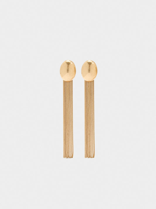 Long Earrings With Metallic Fringes