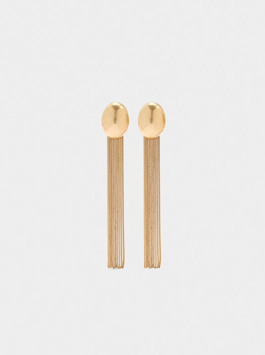 Long Earrings With Metallic Fringes