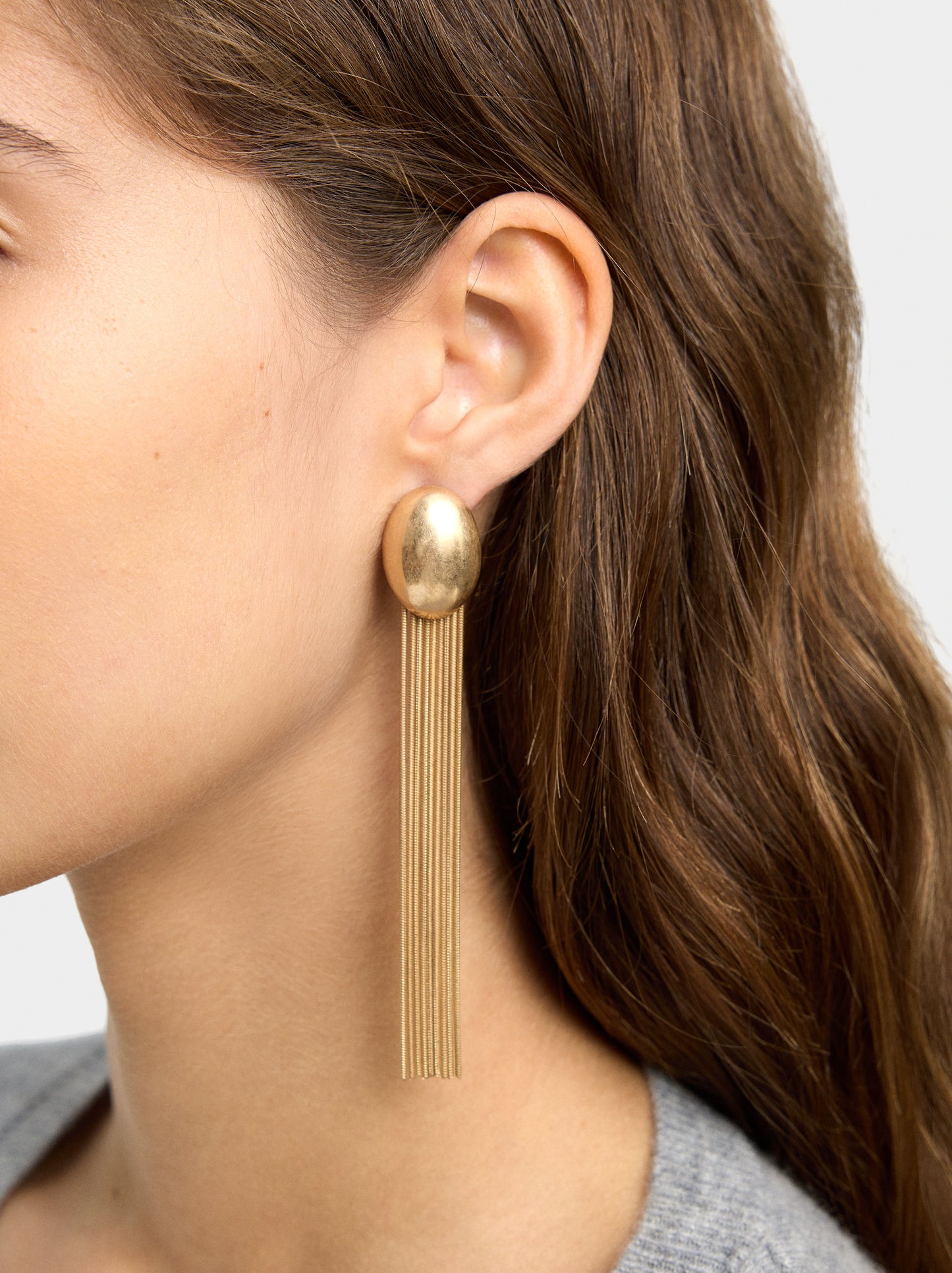 Long Earrings With Metallic Fringes