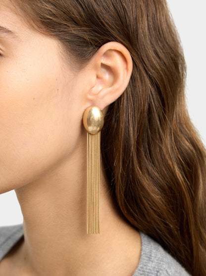 Long Earrings With Metallic Fringes