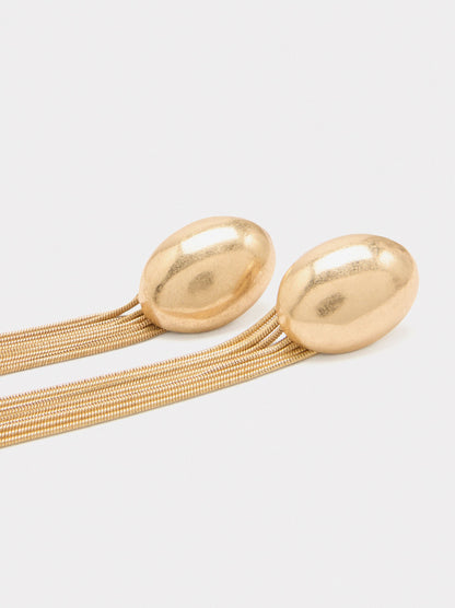 Long Earrings With Metallic Fringes