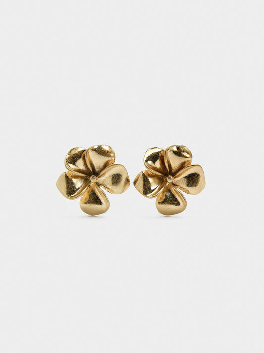 Flower Earrings With Embossed Detail