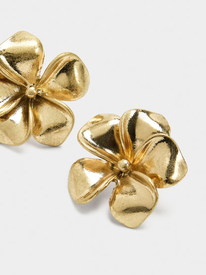 Flower Earrings With Embossed Detail