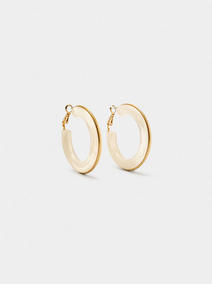 Hoop Earrings With Resin Stone Effect