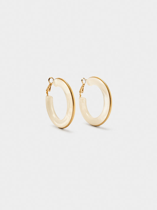 Hoop Earrings With Resin Stone Effect