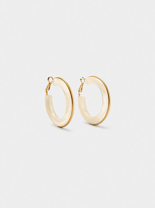 Hoop Earrings With Resin Stone Effect