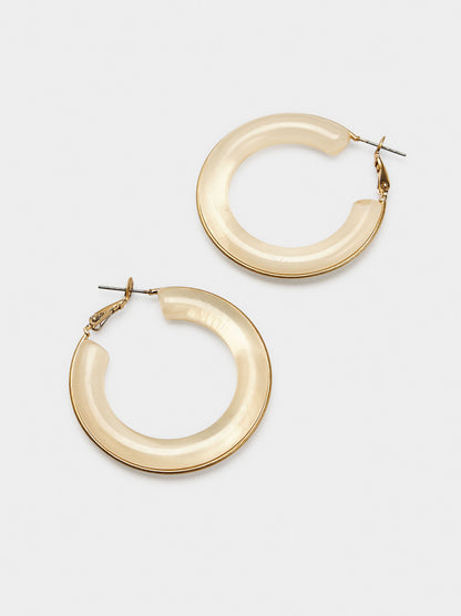 Hoop Earrings With Resin Stone Effect