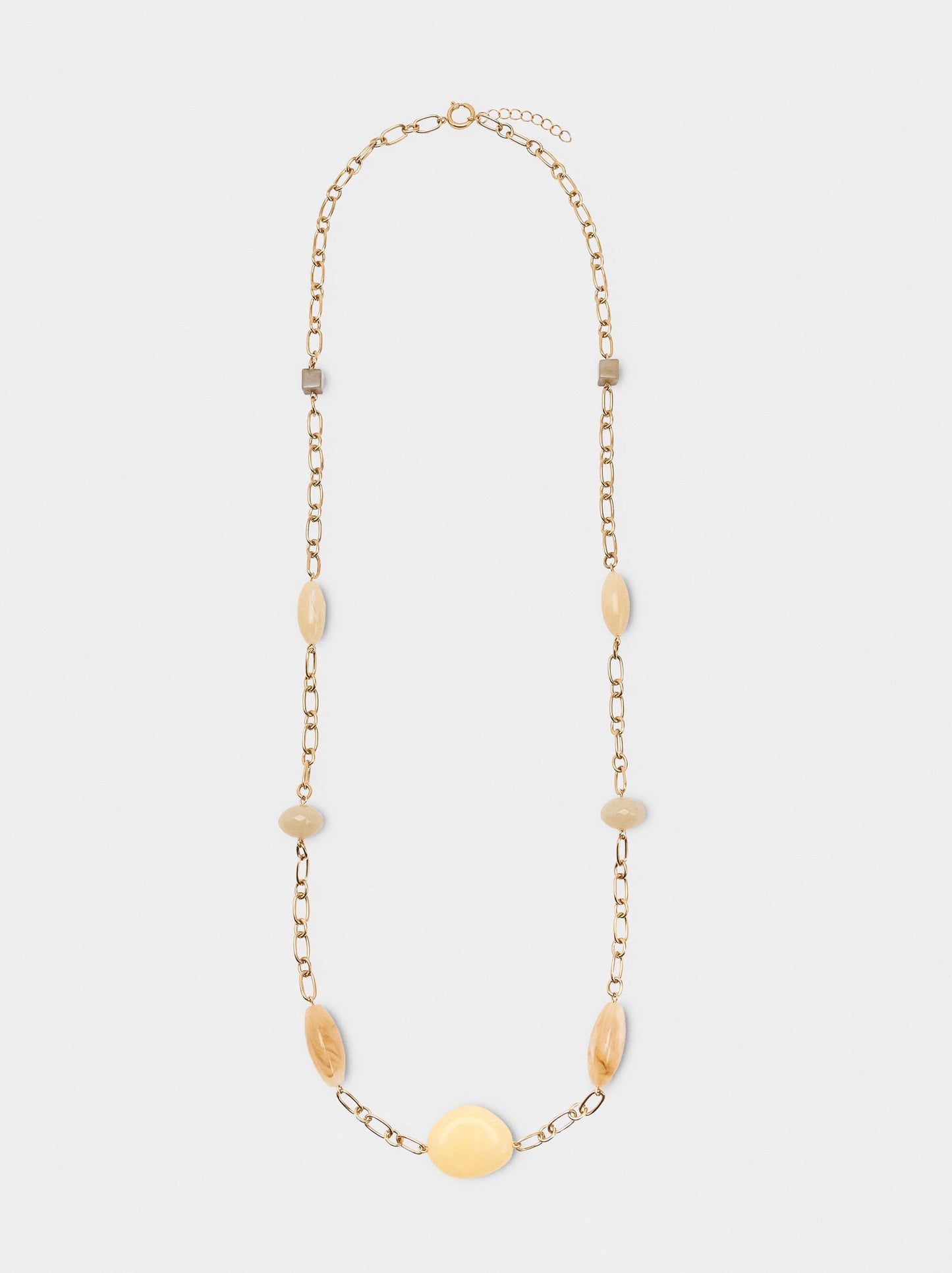 Necklace With Links, Beads, Stone Effect