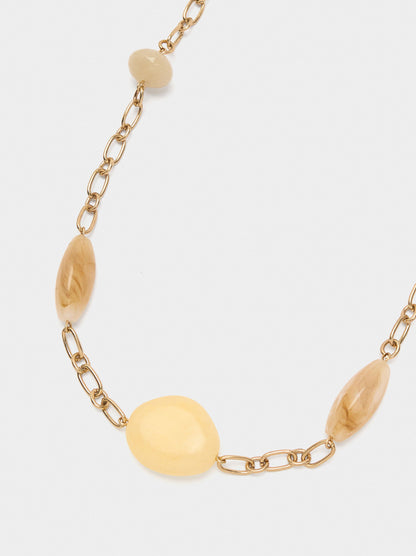 Necklace With Links, Beads, Stone Effect