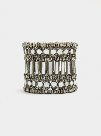 Wide Elastic Bracelet With Mirrors