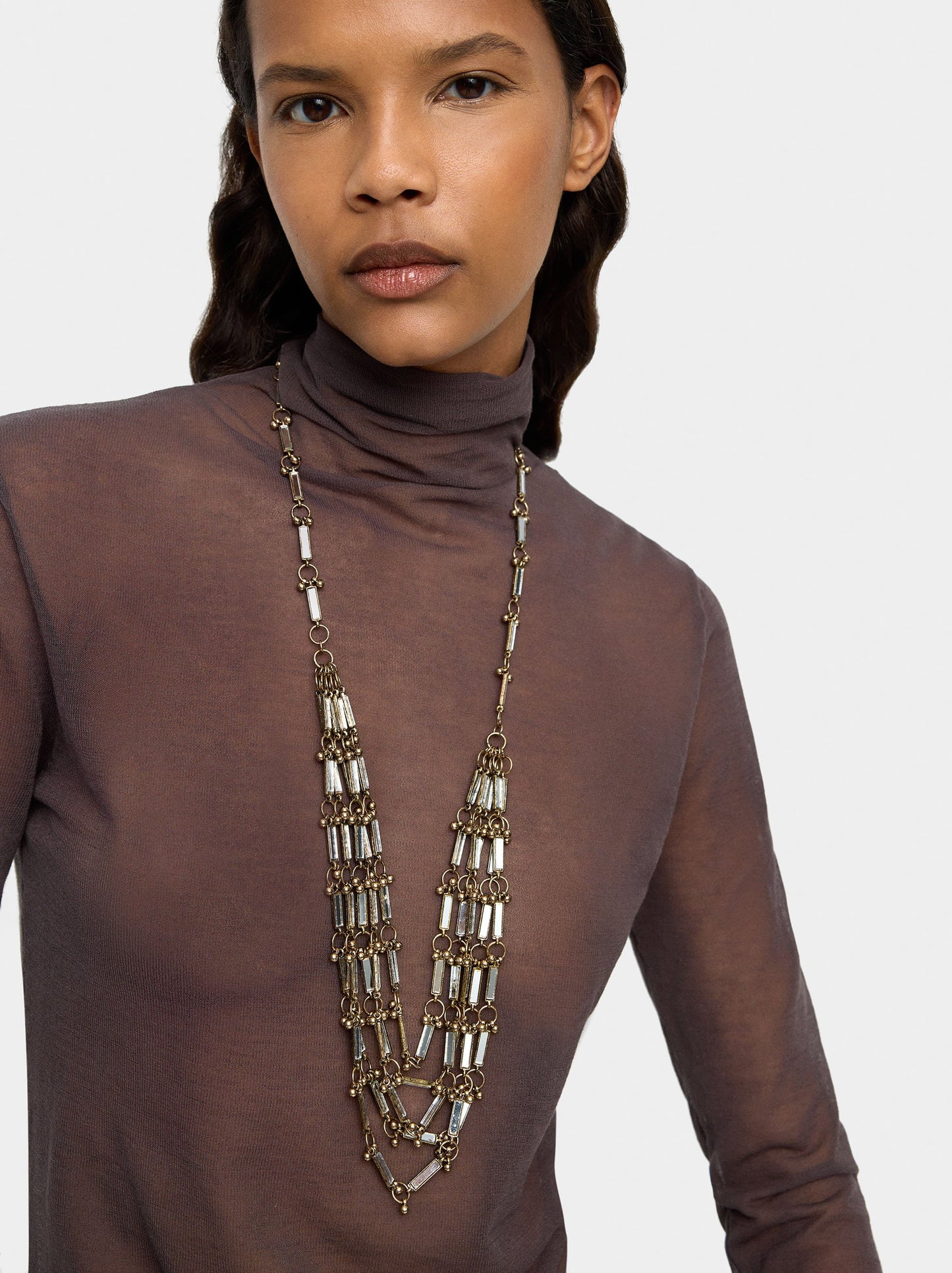 Long Necklace With Mirror Bars