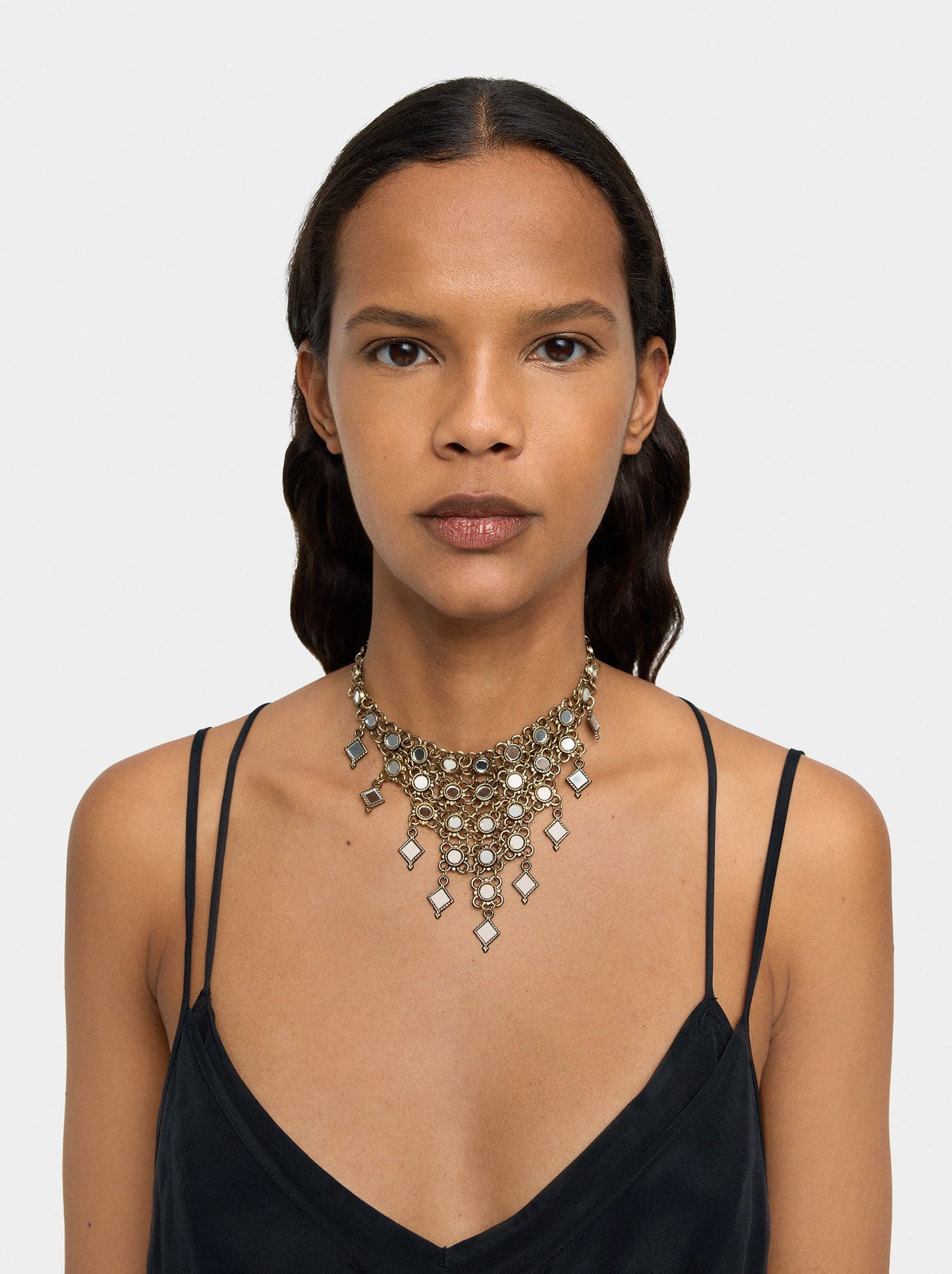 Short Necklace With Mirror Lozenges