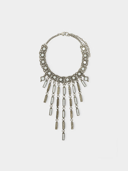 Short Necklace With Mirror Bars Pendants