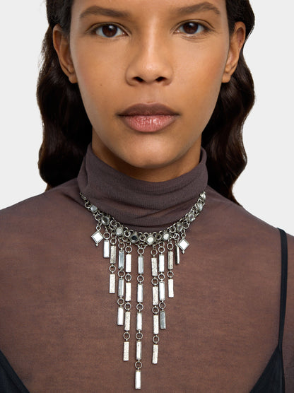 Short Necklace With Mirror Bars Pendants