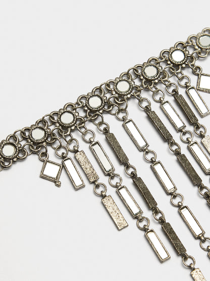 Short Necklace With Mirror Bars Pendants