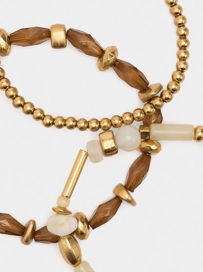 Set Of Elastic Bracelets With Stone Effect