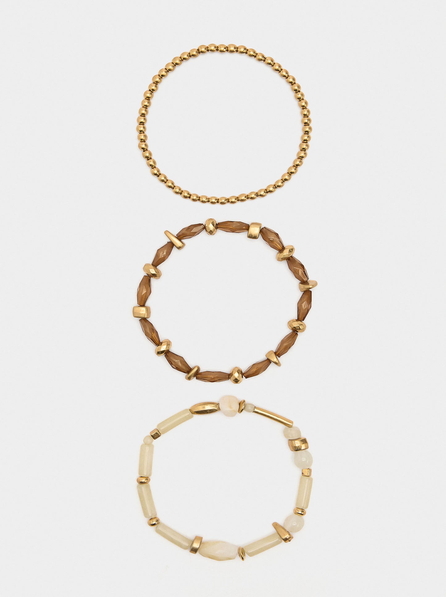 Set Of Elastic Bracelets With Stone Effect