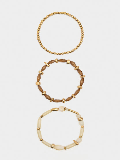 Set Of Elastic Bracelets With Stone Effect