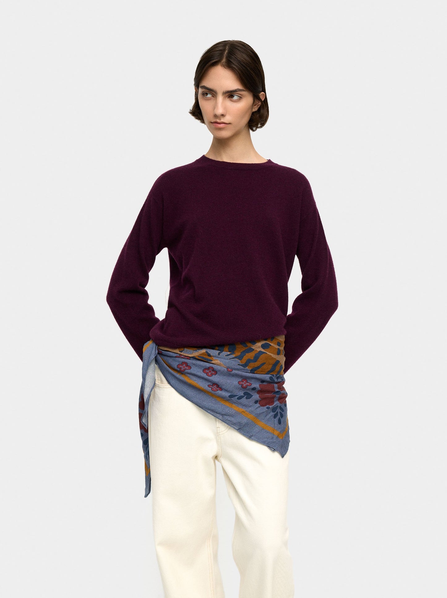 Square Printed Scarf With Wool Blend