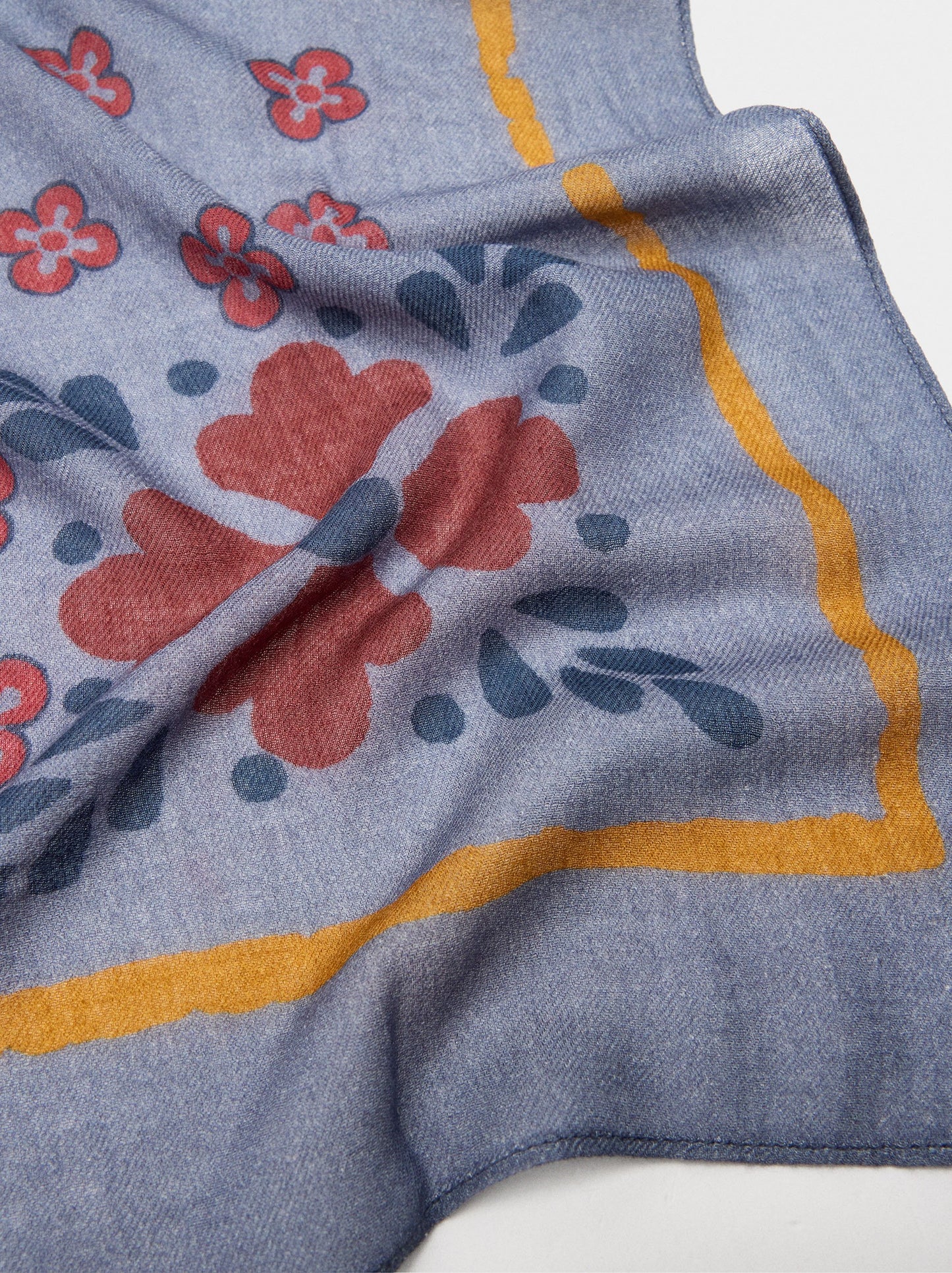 Square Printed Scarf With Wool Blend