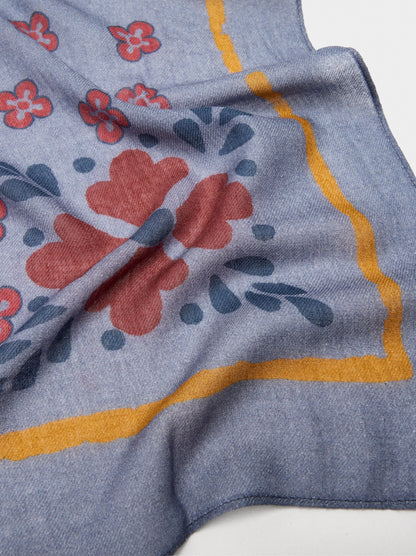 Square Printed Scarf With Wool Blend