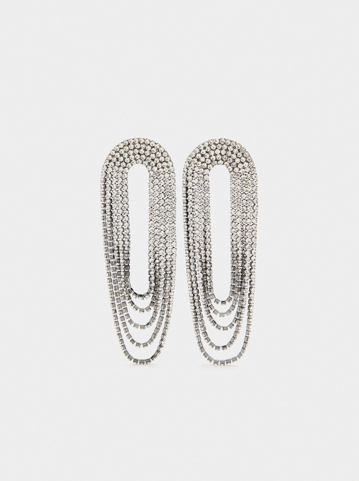 Oval Chain Earrings With Crystals