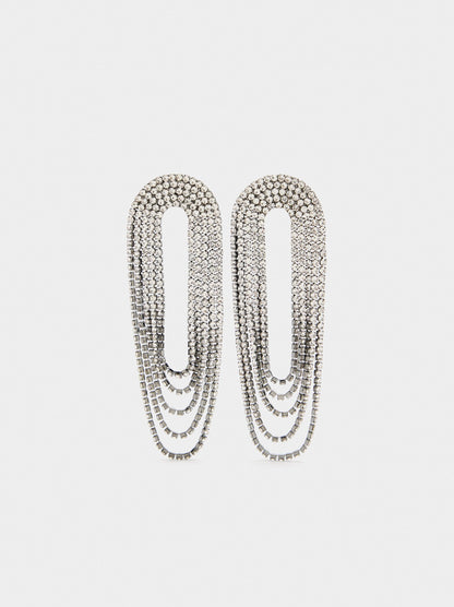 Oval Chain Earrings With Crystals