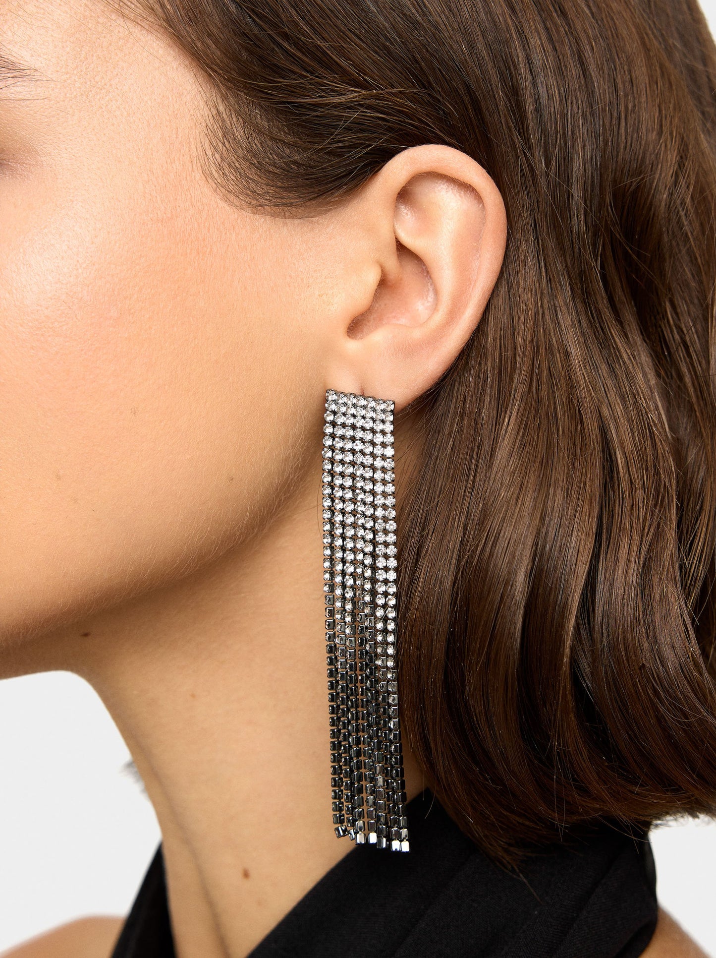 Long Chain Earrings With Crystals