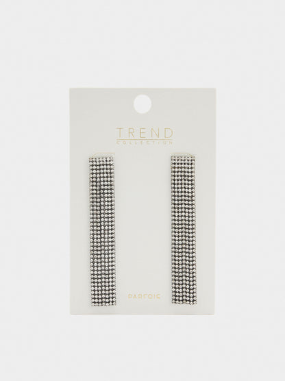 Long Chain Earrings With Crystals