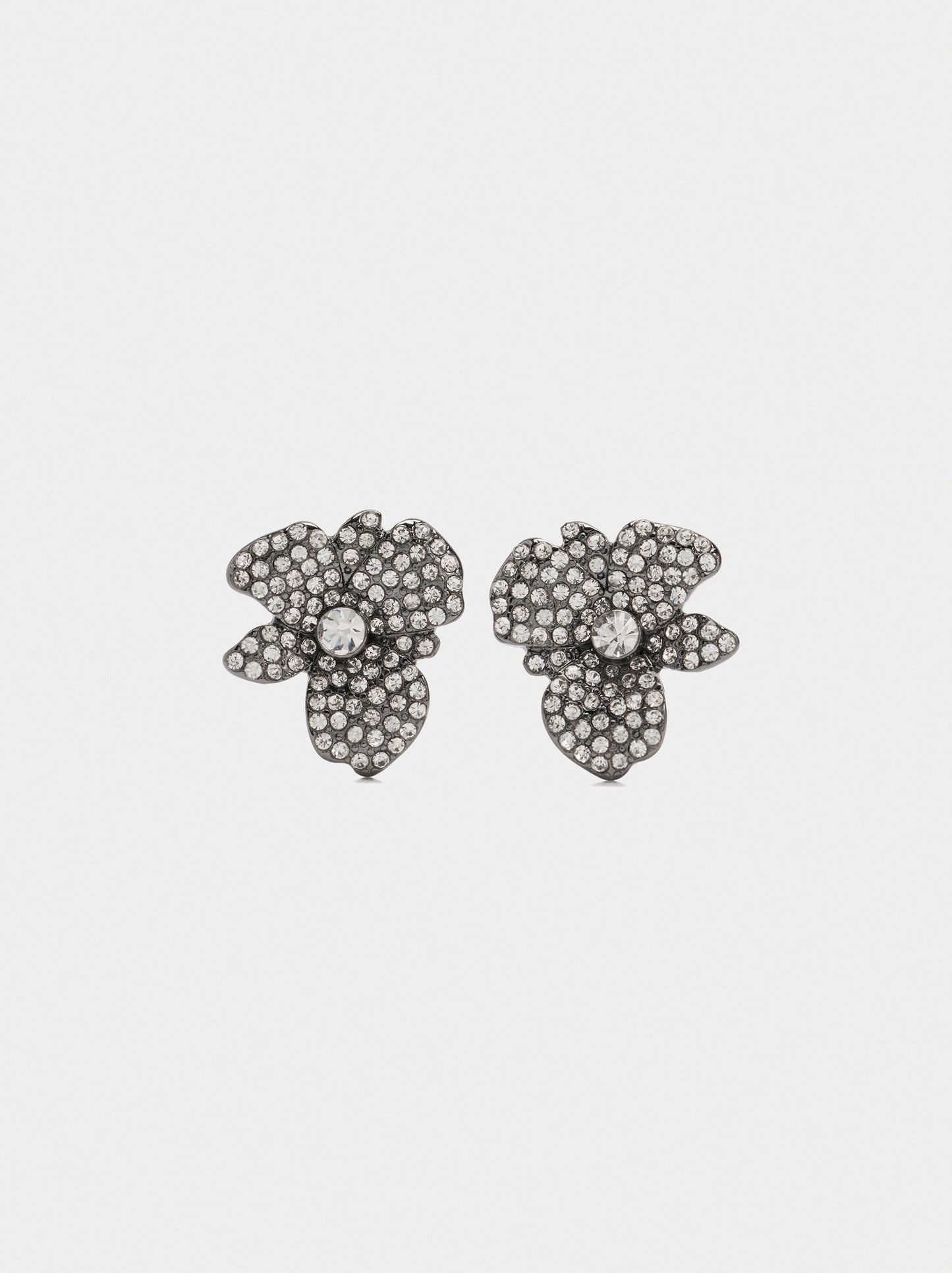 Flower Earrings With Crystals