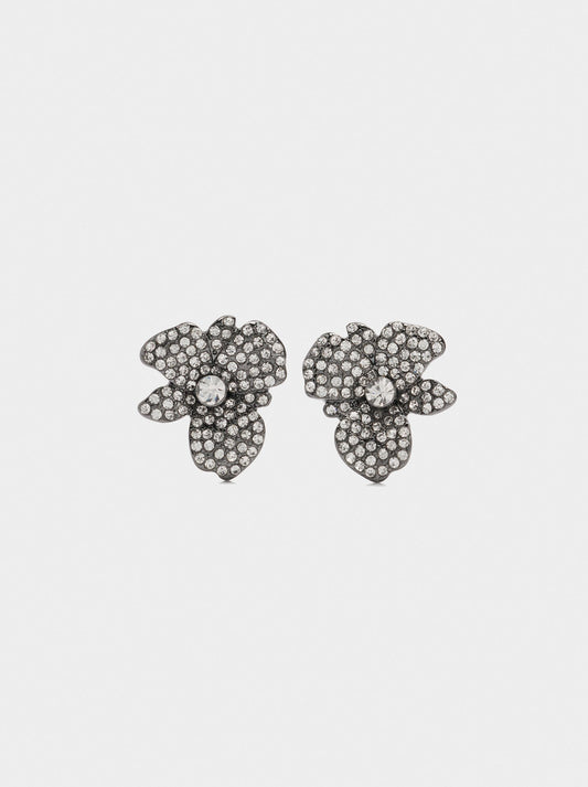 Flower Earrings With Crystals