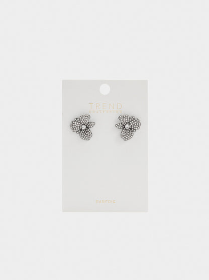 Flower Earrings With Crystals