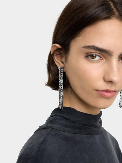 Long Chain Earrings With Crystals