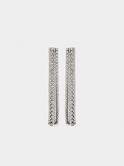 Long Chain Earrings With Crystals