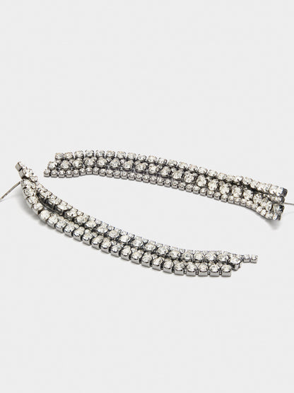 Long Chain Earrings With Crystals