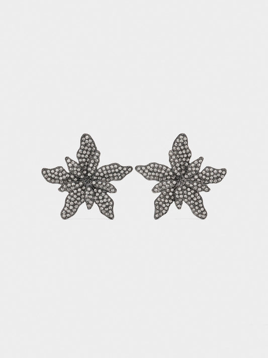 Flower Earrings With Crystals