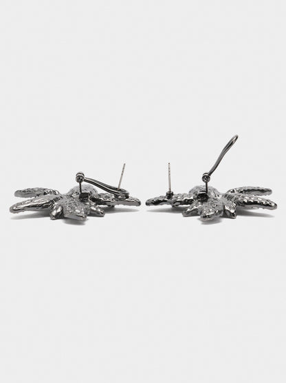 Flower Earrings With Crystals