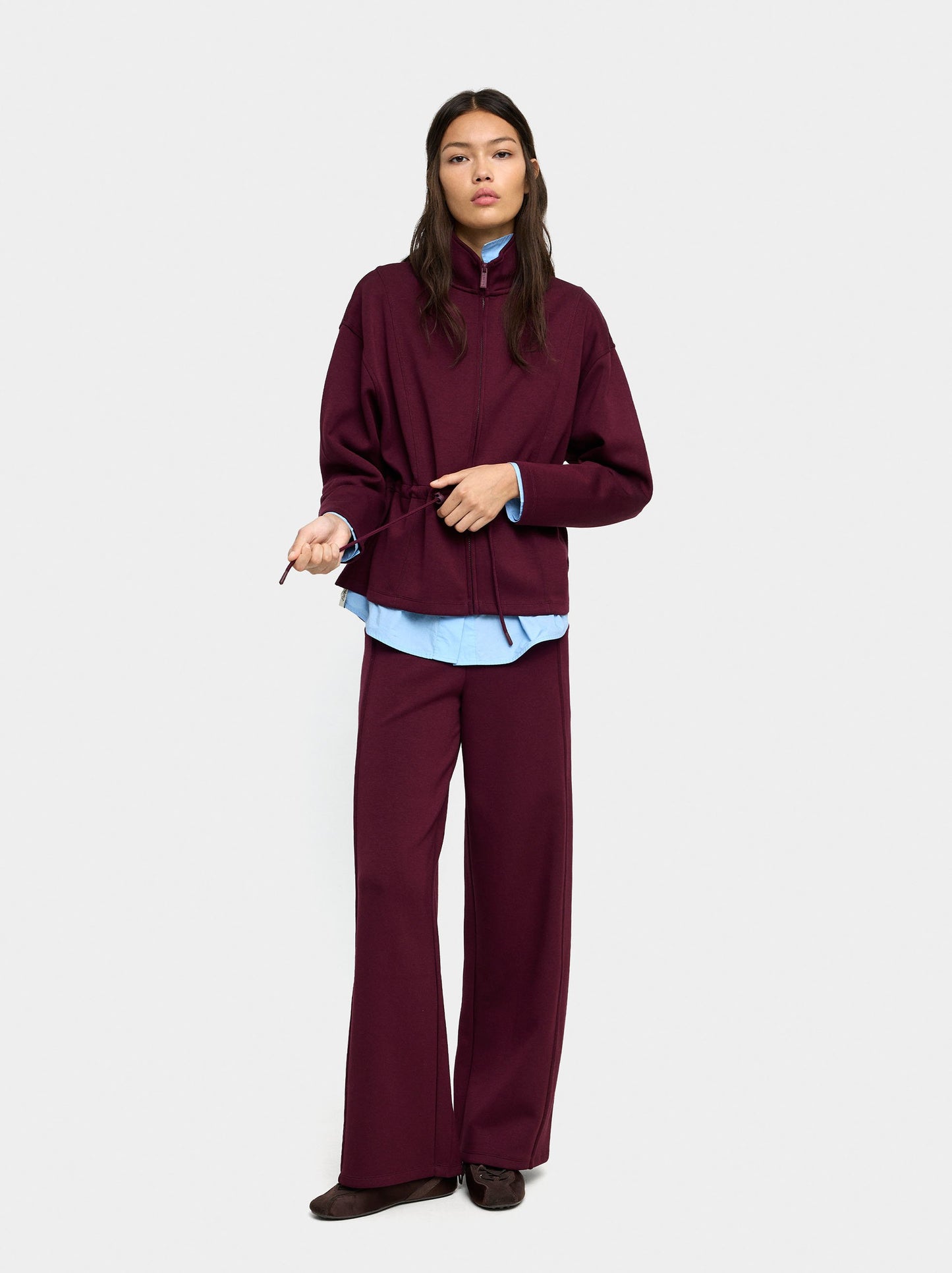 Sweatshirt With Zipper Closure And High Collar