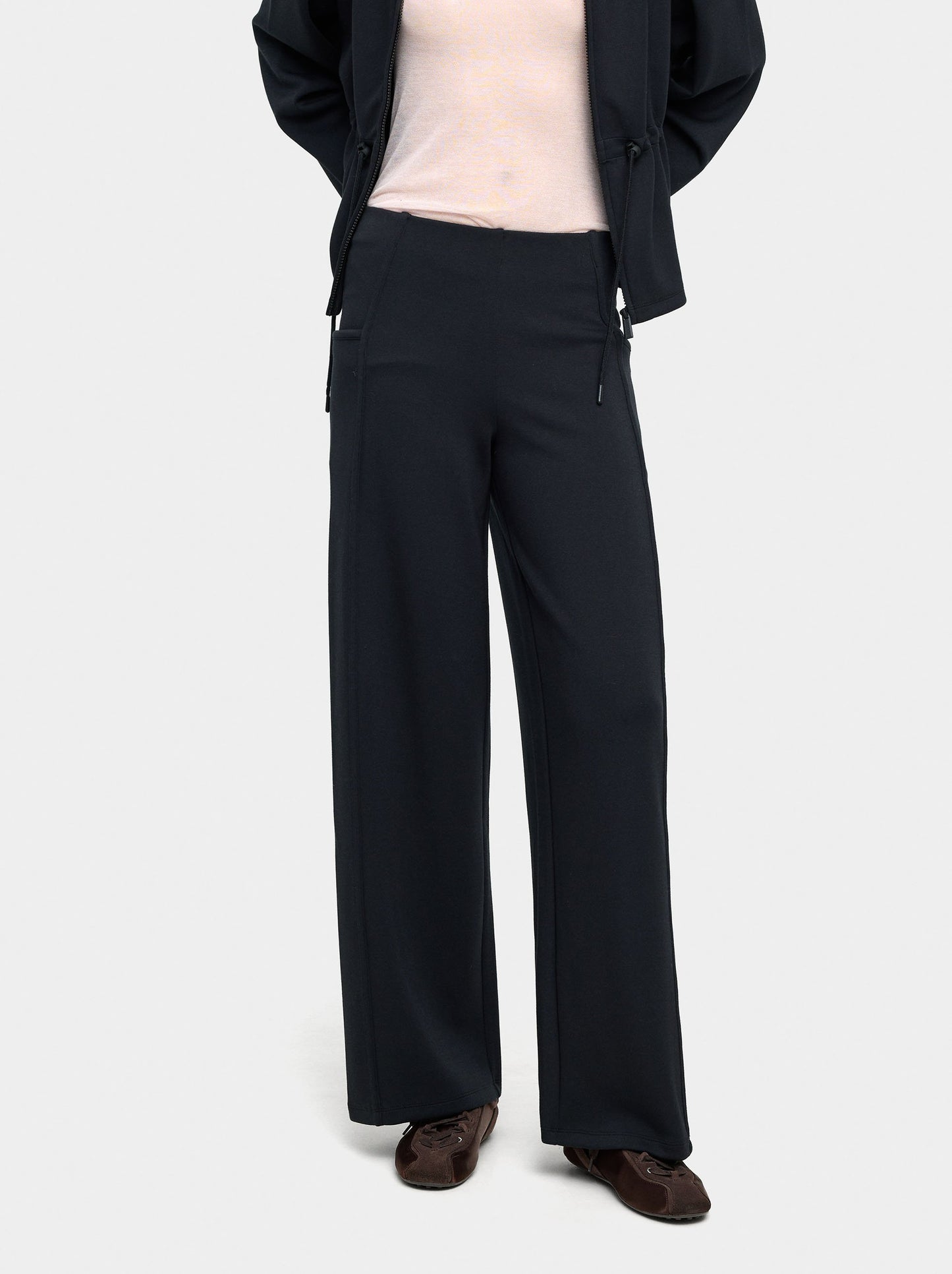 Straight Pants With Elastic Waist