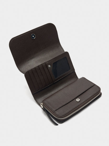 Wallet With Leather Details With Flap