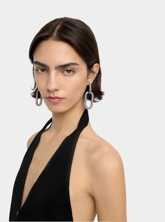 Long Hoop Earrings With Crystals