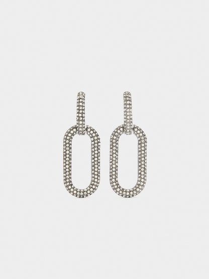 Long Hoop Earrings With Crystals
