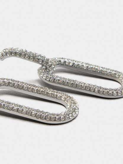 Long Hoop Earrings With Crystals