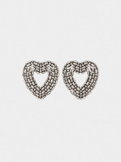 Maxi Heart Earrings With Crystals