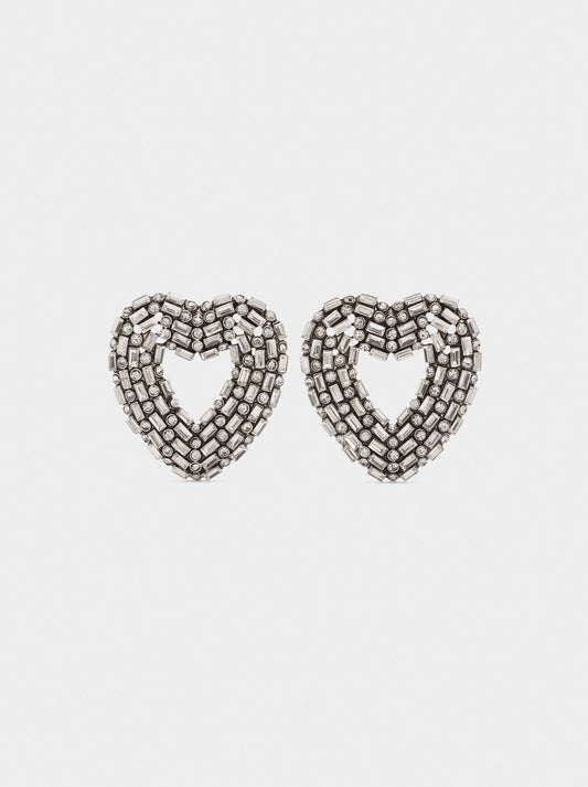 Maxi Heart Earrings With Crystals