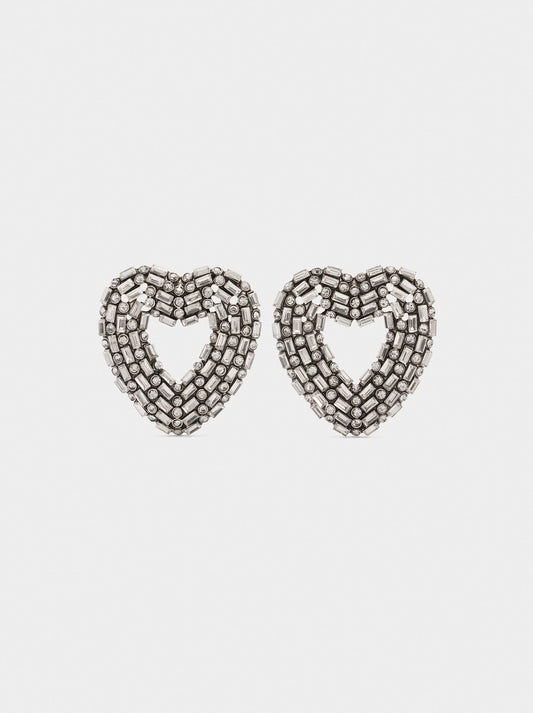Maxi Heart Earrings With Crystals