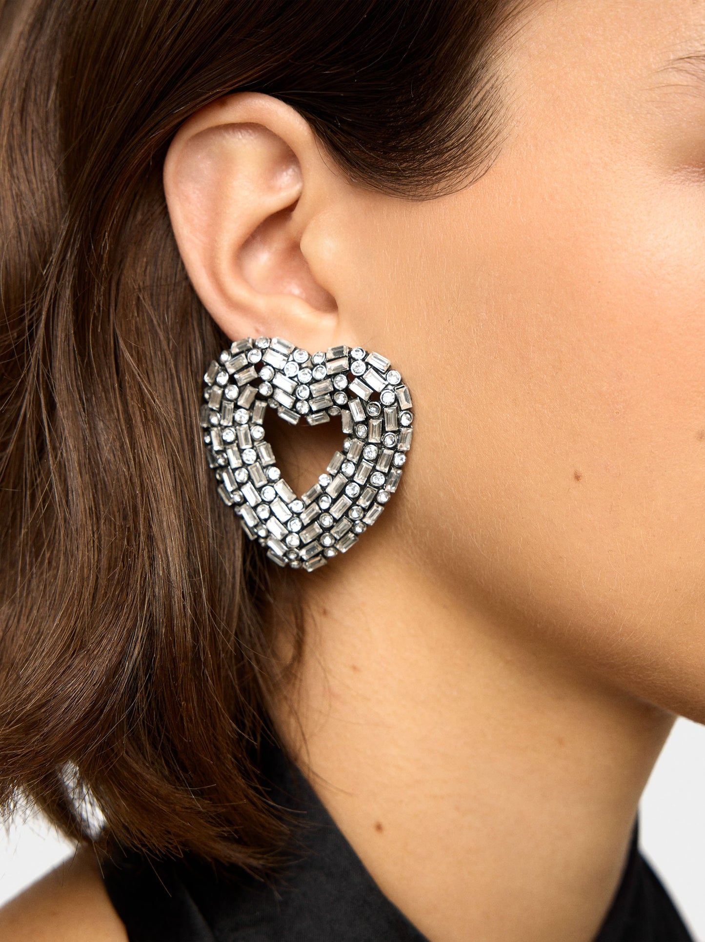 Maxi Heart Earrings With Crystals