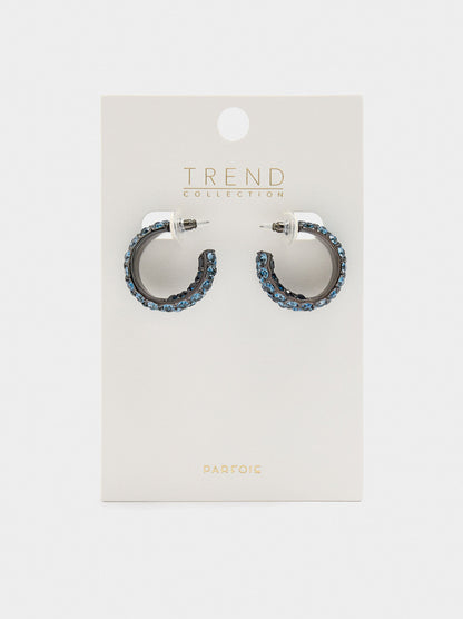 Maxi Open Hoop Earrings With Crystals