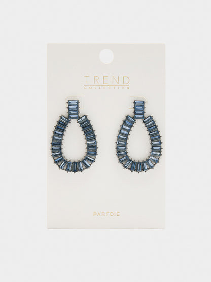 Maxi Oval Earrings With Crystals