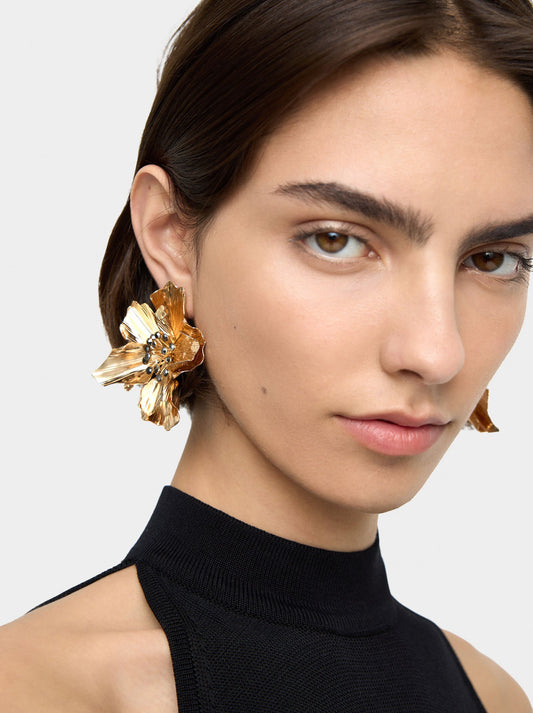 Maxi Flower Earrings With Crystals